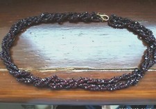 18K GOLD DOUBLE THREADED GARNET LONG CLASP NECKLACE