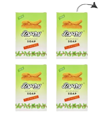4 X (PIECES) Pyary AYURVEDIC Turmeric Soap 4X75 g. Vegan, Glowing. UK SUPPLIER.
