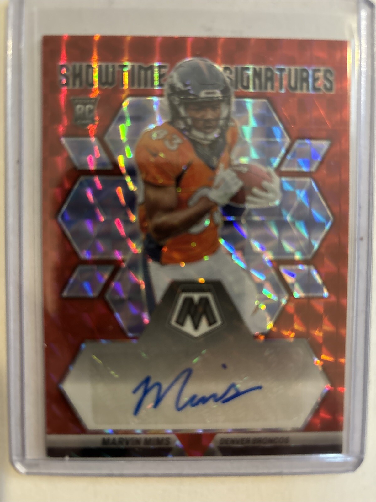 2023 Panini Mosaic - Marvin Mims Showtime Signatures Red Prizm 60/199