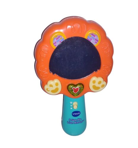 Vtech I See Me Lion Mirror Lights Up Plays Music Heartbeat Sound Orange Green - Picture 1 of 5