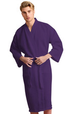 Men's Waffle Weave Stone Purple Bathrobe (One Size/L)