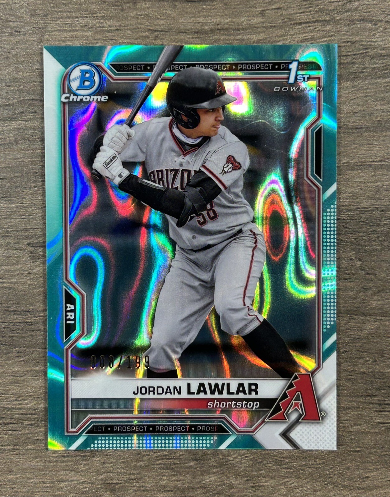 2021 Bowman Draft Chrome - Jordan Lawlar - #BDC-194, Aqua Lava, 8/199