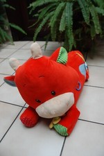 Bébé Grande vache peluche d'activités rouge Très bon état pour Pâques!