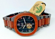OROLOGIO UOMO AUTOMATICO SCHELETRATO GREEN TIME LEGNO DI SANDALO MVT 21 RUBINI