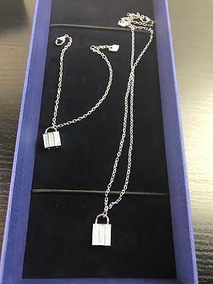 Rhodium Plated Swarovski Padlock Necklace Rhodium Plated 925