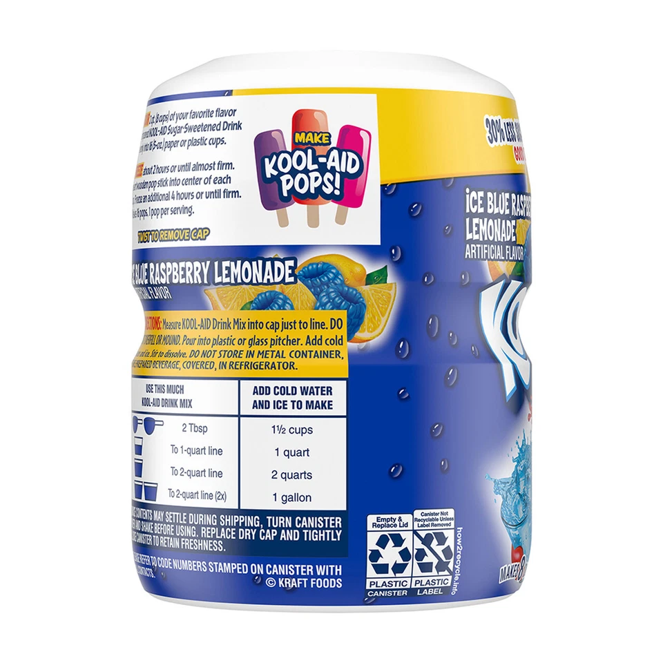 Kool Aid Instant Drink Mix Powder Blue Raspberry Lemonade Tub 567g - Image 2 of 2