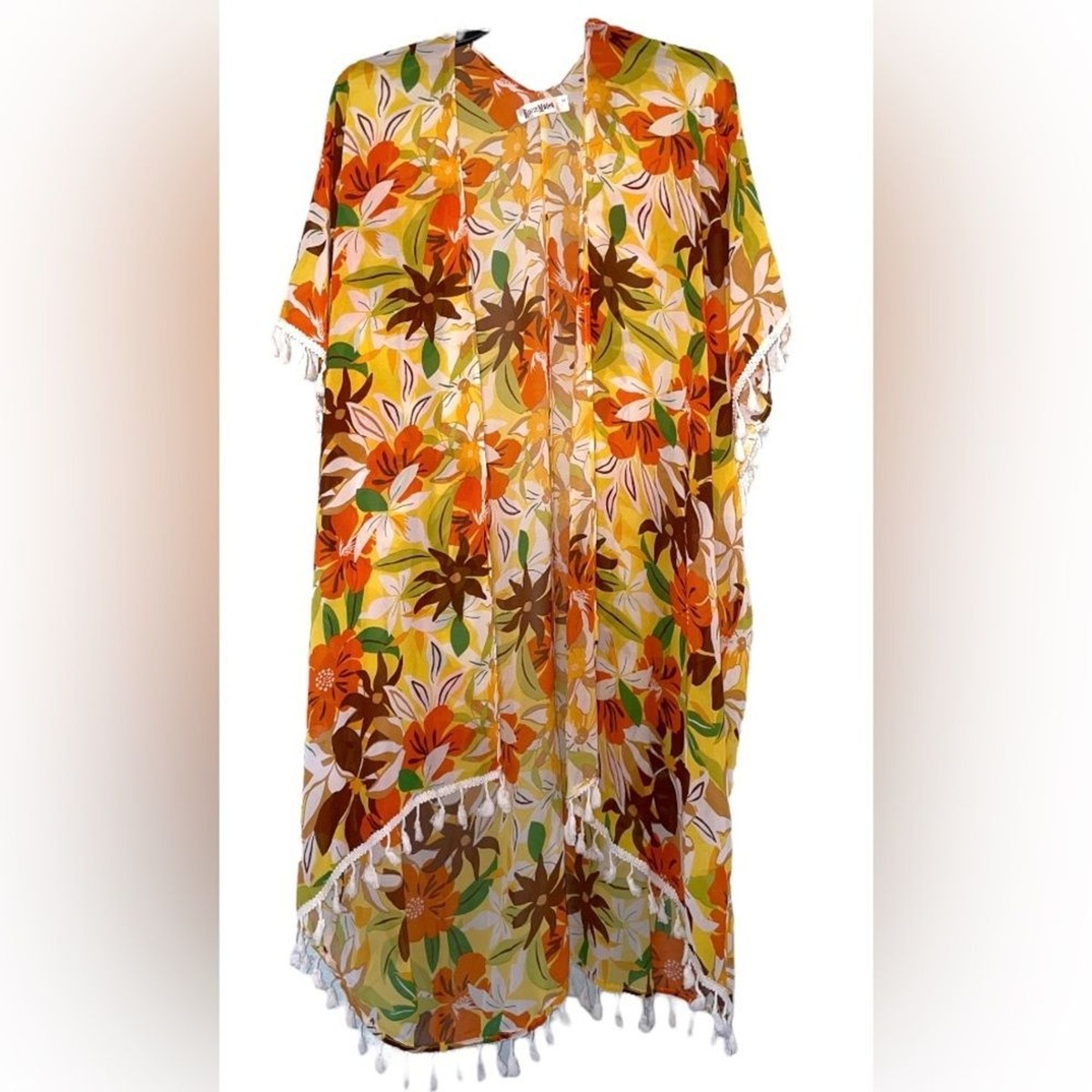 Room Mates Tropical Flower Print Kimono medium cardigan short