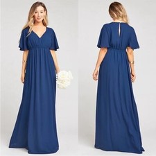 NWT Show Me Your Mumu Emily Maxi Dress Rich Navy Crisp Size Small