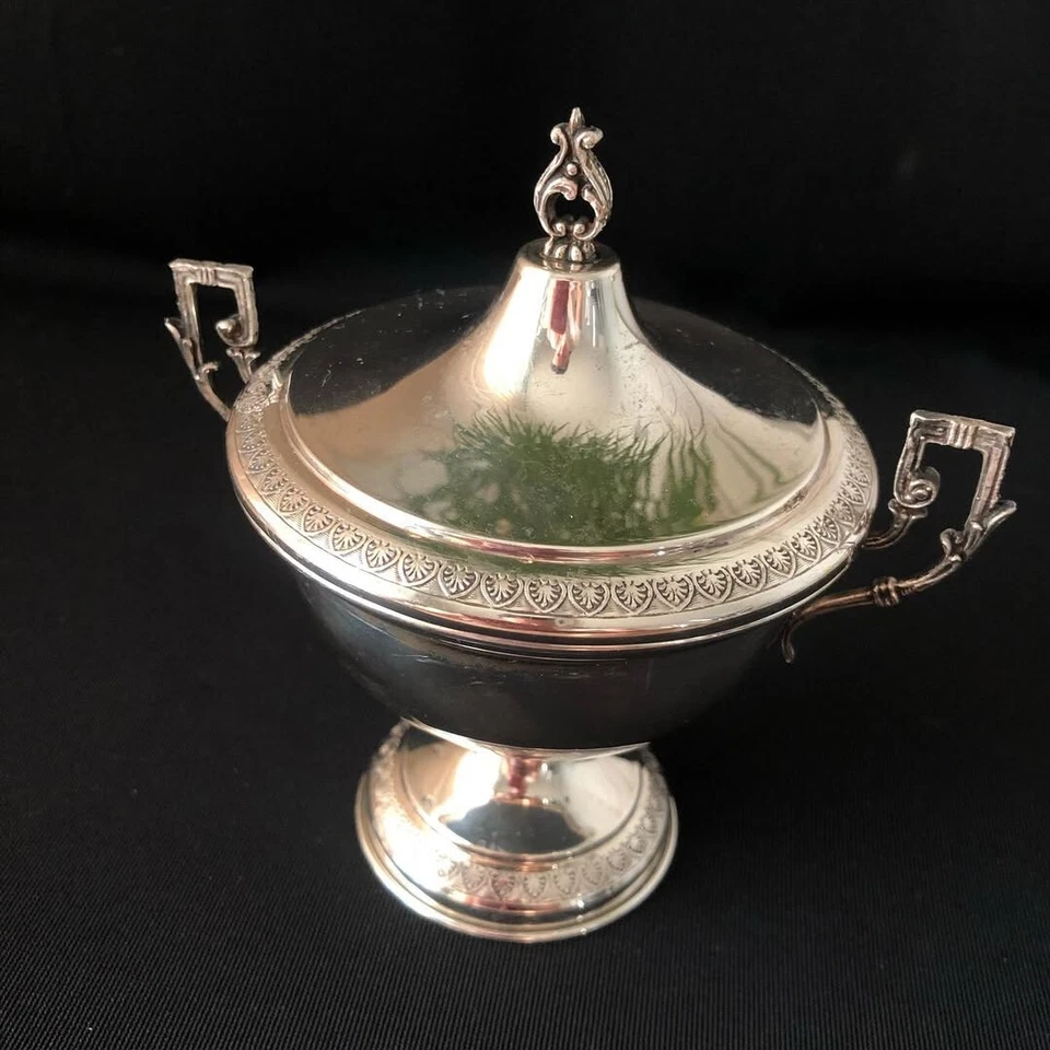 Antique Silver Sugar Bowl Italy 20th Century Silver 800 Signed - Image 2 of 4