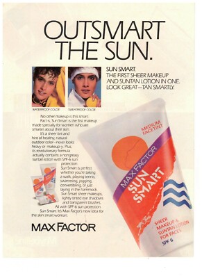 Max Factor Sun Smart Sheer Makeup Vintage 1990 Print Ad