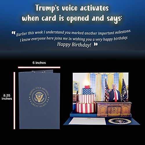 Biglietto di Compleanno Pop Up con Luci e Suoni Dice Buon Compleanno in Donald Trump R... - Foto 4 di 5