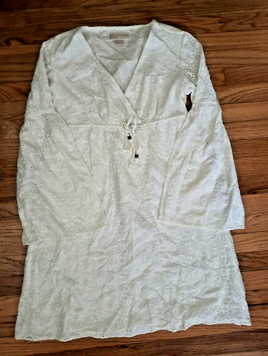 Michael Kors Off White Floral Embroidered dress Size S