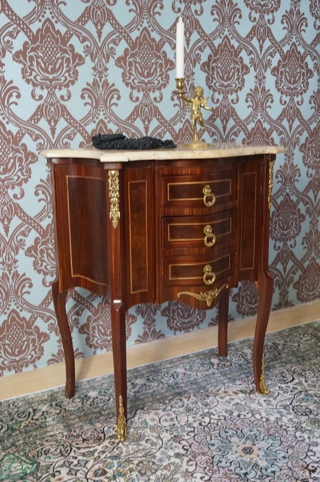 MAGNIFIQUE PETITE COMMODE CHIFFONNIER BOIS MASSIF MARBRE D'UN CHÂTEAU À BDX. - Photo 3/4