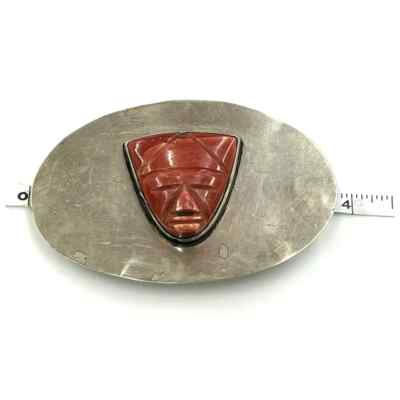 Vintage Oversized Sterling Silver and Carved Natural Stone  display picture 1