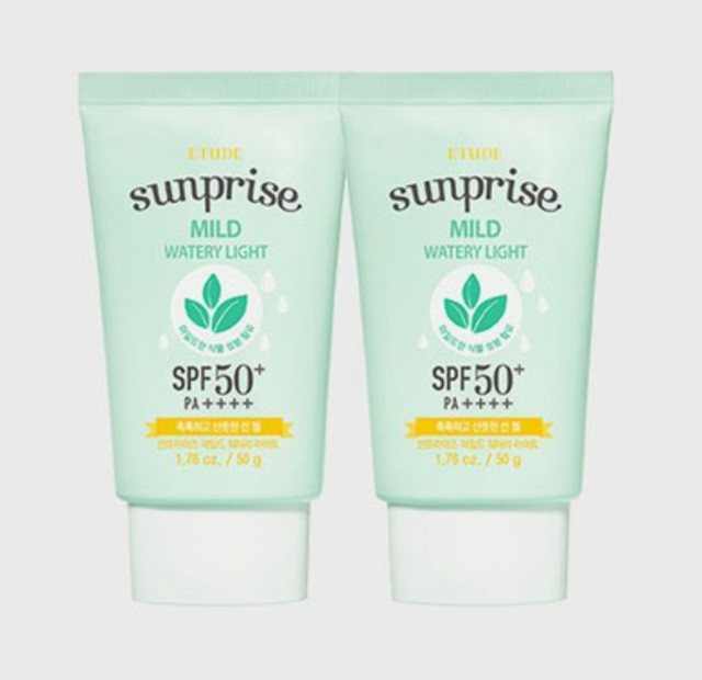 Etude Sunprise Mild Watery Light 50ml x 2pcs SPF50+ PA++++ K-Beauty