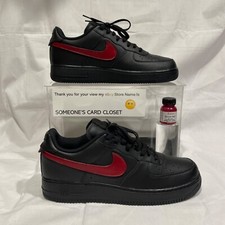 Nike Air Force 1 Low Black (Scarlet Red Custom Painted Swoosh) SC-#71B