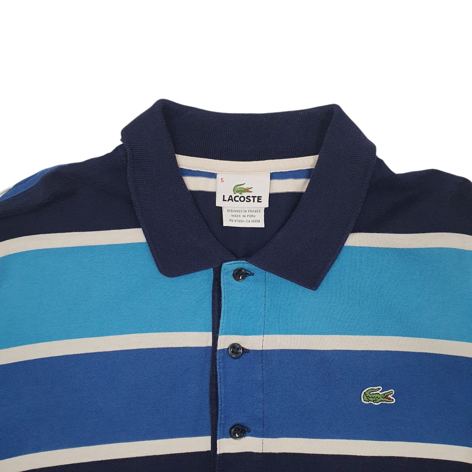 LACOSTE Blue Polo Shirt Short Sleeve Cotton Mens L image 3