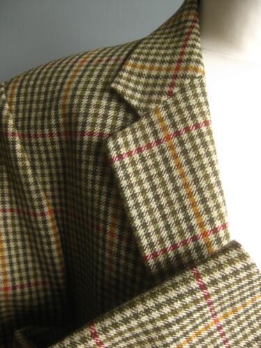 BERTIE WOOSTER JACKET BLAZER tweed 42 mens vintage retro green wool tartan check - Picture 7 of 19