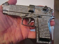 GUN THEME BELT BUCKLE ENCRUSTED WITH SPARKLING CRYSTALS - LARGE - GW-15