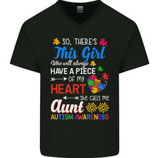 She Calls Me Aunt Autistic Autism Aunty ASD Mens V-Neck Cotton T-Shirt