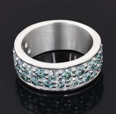 2.50 Ct Certified Gorgeous Ice Blue Diamonds Band Ring-Great Luster-VIDEO