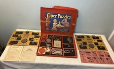 Vintage Sherms Super Puzzles Gilbert Puzzle Parties Games Metal Brain Teasers 