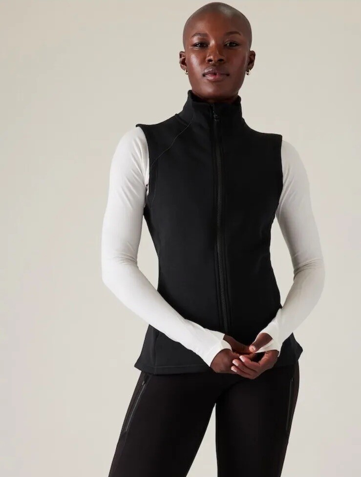 NWT Athleta Altitude Vest Polartec S Small Black Sport Run Hike Travel