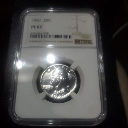 1961 NGC PF67 PROOF WASHINGTON QUARTER 90% SILVER 25C 