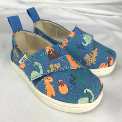 Tiny Toms Alpargata Navy Dino Bones Glow In Dark Toddler Baby Shoes Size 5