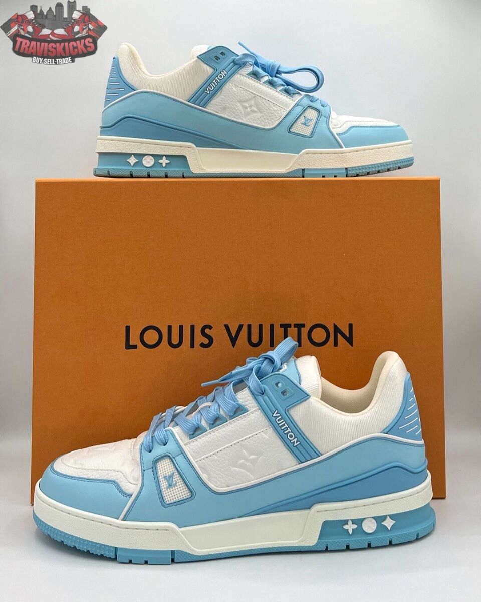 Louis Vuitton Trainer Low White Sky Blue Men's US Size 11 Louis Vuitton Trainer Low White Sky Blue Men's US Size 11