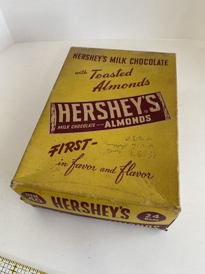 Vintage  Box Hershey's Milk Chocolate with Toasted Almonds Held 24 Candy Bars
