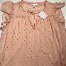 LC Lauren Conrad Women's Tie Front Ruffled V-Neck Top Pink Size 2X NWT
