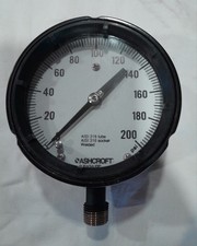 ASHCROFT Duragauge Pressure Gauge 4-1/2inch Face, 200 Psi, 1/2" Male Npt Bottom