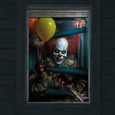 Halloween Window Decorations Horror Joker Curtain Fabric Window Door Cover Scary