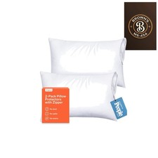 Ultra Soft Pillow Protectors with Zipper - Queen Size - Set of 2 - White 10...