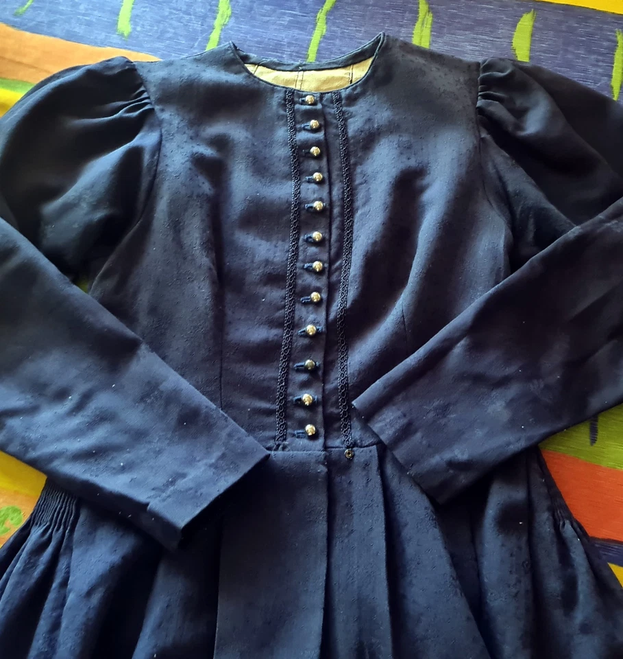 DRESS VINTAGE TRACHTEN TYROL OKTOBERFEST DIRNDL SOLID BLUE WOMEN'S :US 10/EU 38 - Image 4 of 4