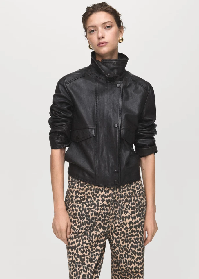 NUEVO MANGO Vaqueros Rectos Estampado Leopardo MARRÓN TALLA 6/100% AUTÉNTICOS Foto 4 de 4