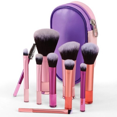 Kingtree Travel Makeup Brush Set, 10Pcs Mini Makeup Brushes with Pouch Portab...