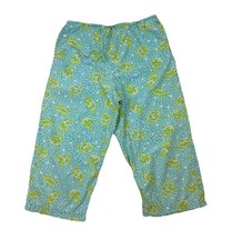 Vtg Lilly Pulitzer Sz L Blue Green Turtle Print Capri Pajama Pull-on Pants NOTES