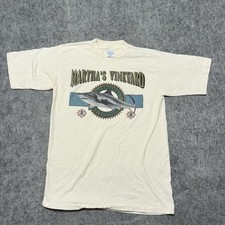 Vintage 90s Marthas Vineyard Shark T Shirt Mens M Prairie Mountain USA Made