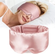 Silk Sleep Mask   100 Mulberry Silk Eye Mask for Sleeping, Soft Slip Feel, Ad