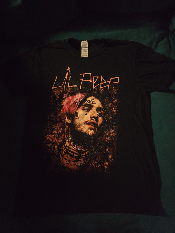 Official Lil Peep Floral Portrait Graphic T-Shirt - Men's Size Medium M Black...