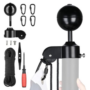 Yescom Flagpole Repair Kit 100% Aluminum 3" Black Ball 50FT Halyard Rope Cleat