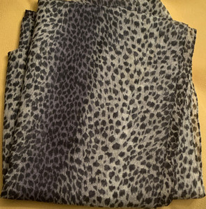 Women's Gray/Black Leopard Print Satin Pants Straight Leg Mid Rise Zip M
