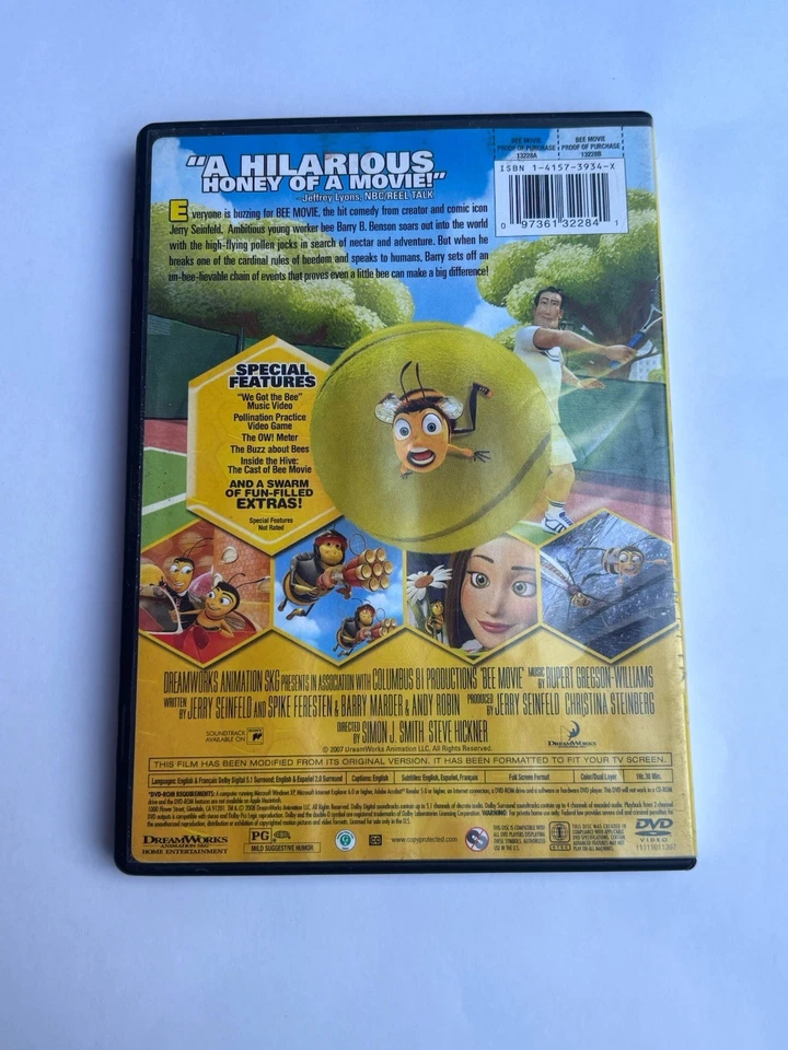 Bee Movie (DVD, 2007) Jerry Seinfeld - Animated Comedy Family Film - Image 2 of 4