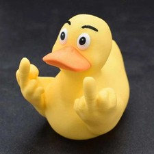 Prank Duck Figurine with Middle Finger, Funny Rubber Duck for Gags  Gifts