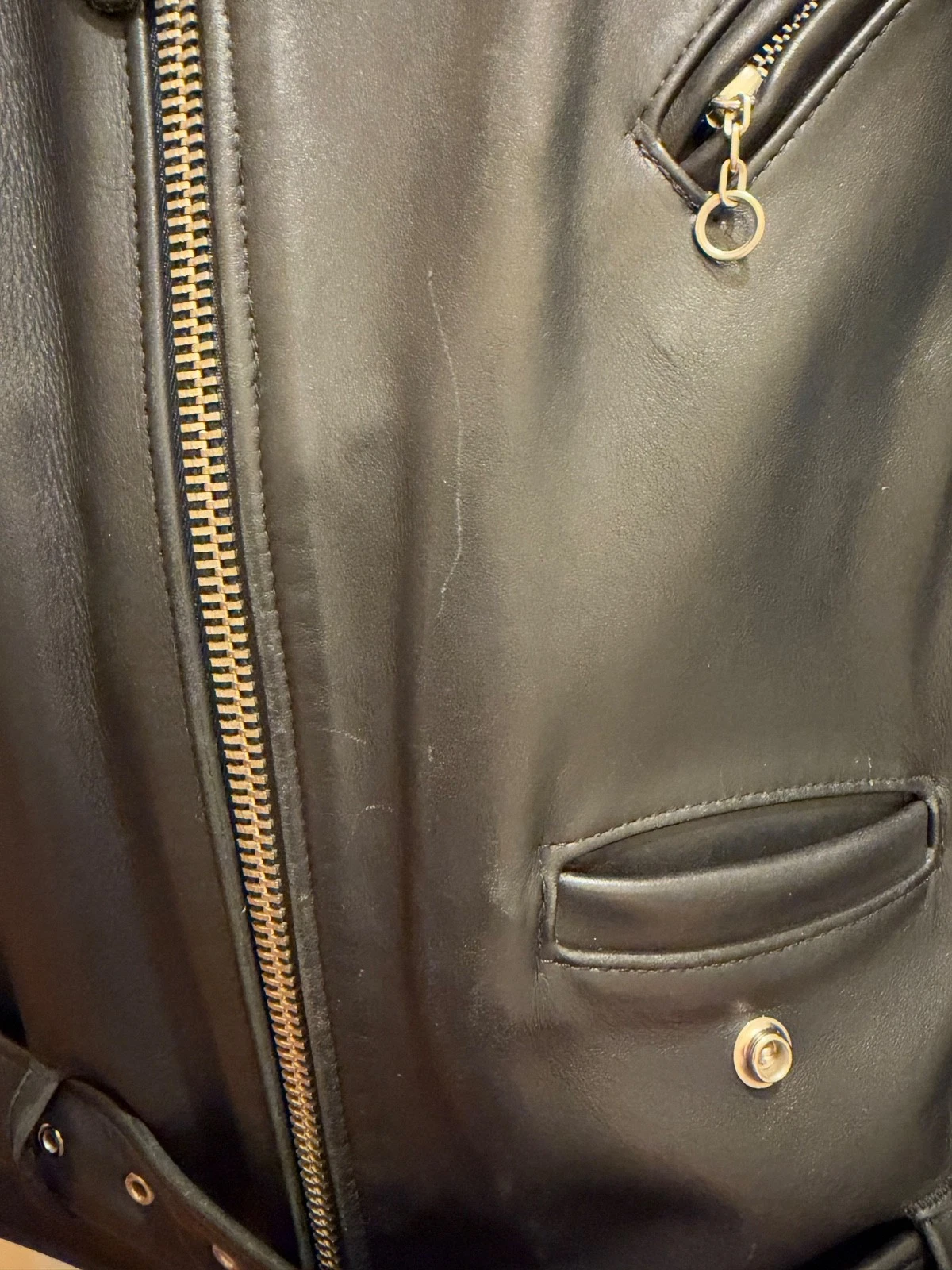 Schott Perfecto 618 Leather Motorcycle Jacket Men Size 42 Black Steerhide MIUSA - product detail image 11