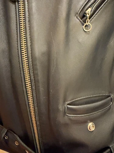 Schott Perfecto 618 Leather Motorcycle Jacket Men Size 42 Black Steerhide MIUSA image 11