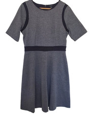 Ann Taylor Womens Dress Size 8 Black White Houndstooth Fit & Flare Ponte Knit