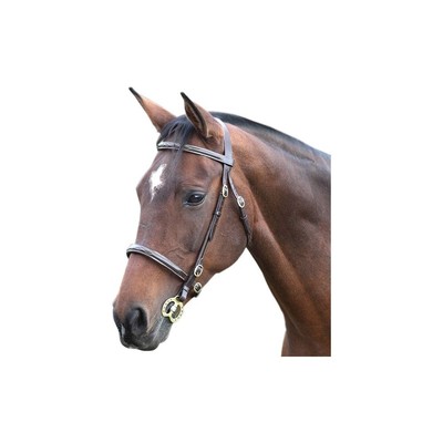 Shires Velociti GARA ausgefallen genähte Inhand Trense - schwarz/Havanna Leder